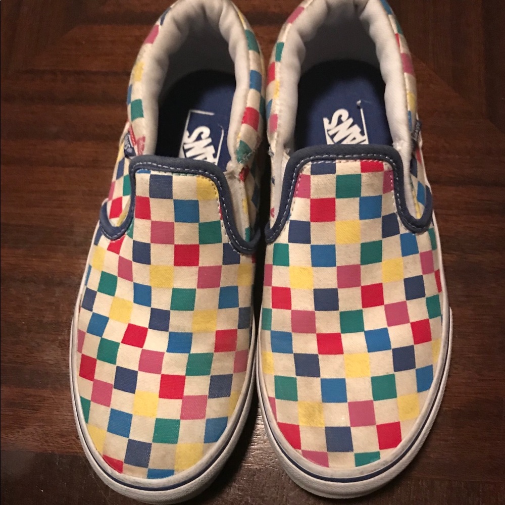 Girls size 2 multi colored checkered vans